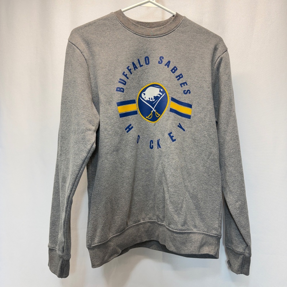 NHL Buffalo Sabres Sweatshirt Kids Large 14/16 Gray Hockey Pullover Womens Small